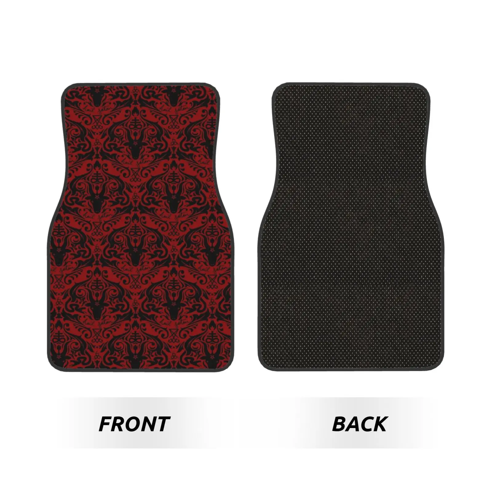 Demon Baphomet Satan Themed Car Floor Mats Front and Rear Carpet Set - 4-Piece Universal Fit for All Vehicles