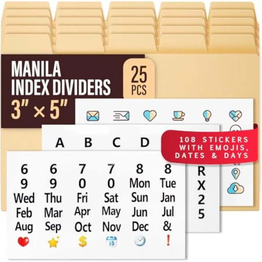 Heavyweight Manila Index Card Dividers with Tabs