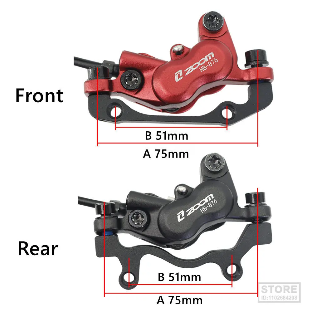 ZOOM HB876 Four Piston Mountain Bike Hydraulic Disc Brake Set 4-Piston MTB Oil Pressure  Caliper 800/1400mm Bicycle