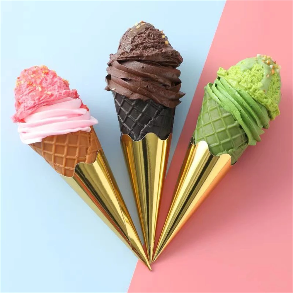 100/500pcs Ice Cream Cone Holder Cover Disposable Cones Tray Paper Sleeve DIY Homemade Dessert Party Supplies for Kids