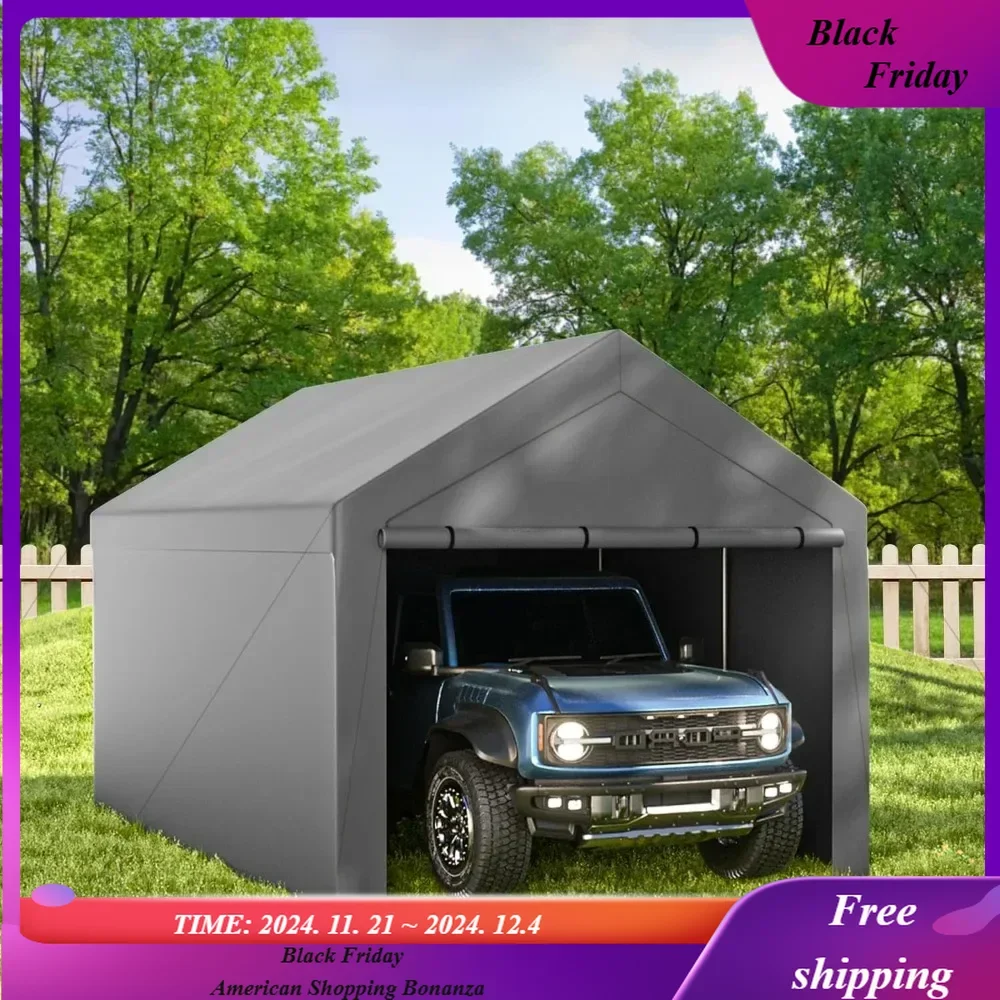 

Outdoor Carport 10x20ft Heavy Duty Car Tent, Portable Garage Canopy Storage Shed, Car Shelter with Detachable Side Walls&Doors