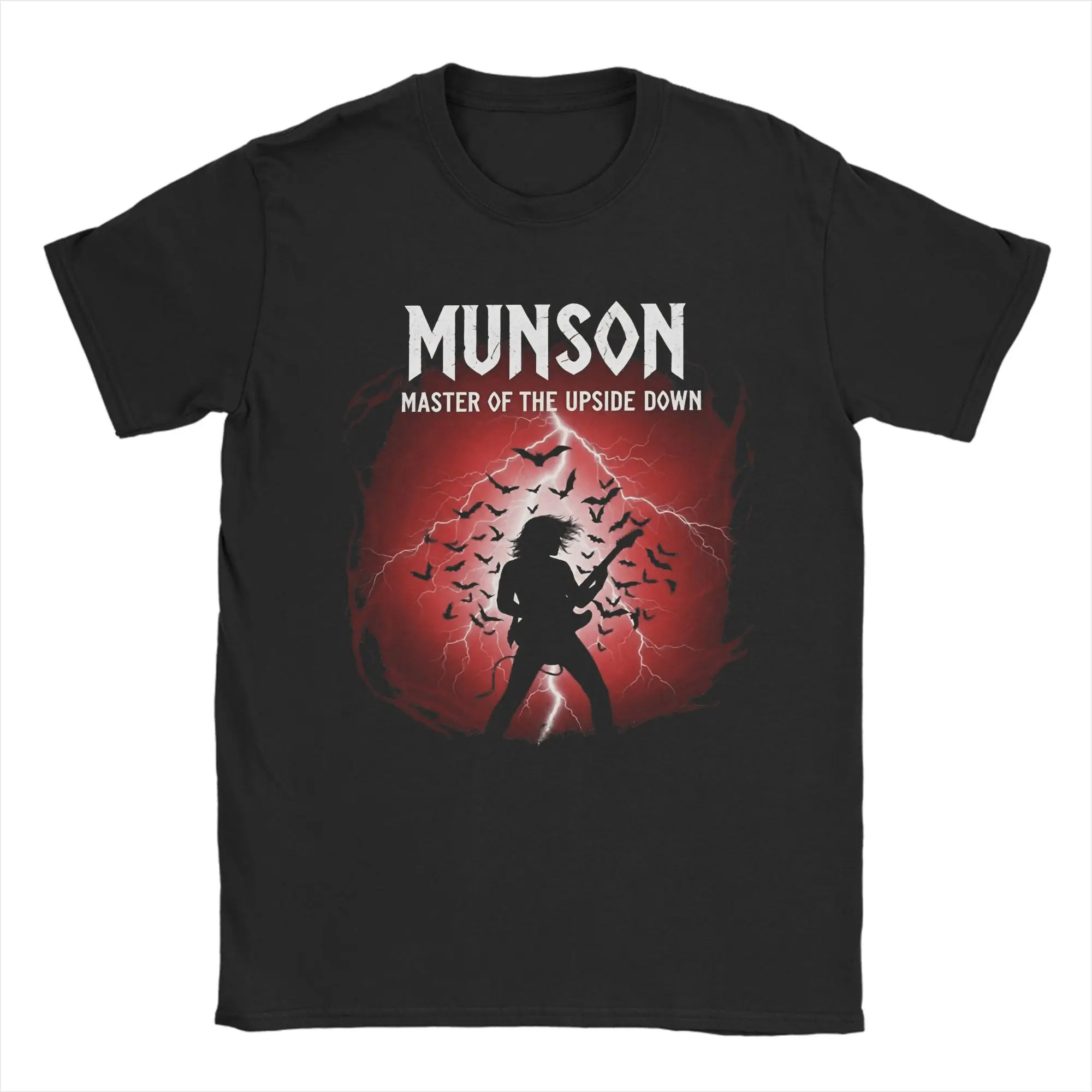 Camiseta Masculina Eddie Munson Master of the Upside Down Guitar Horror TV Moda Camisetas de Algodão Puro Manga Curta Camisetas O Neck