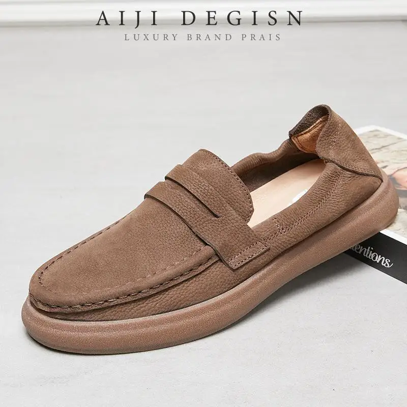 

Мужская обувь из натуральной кожи в стиле ретро, повседневная обувь из воловьей кожи, черные матовые лоферы из воловьей кожи, оригинальная роскошная обувь из натуральной кожи