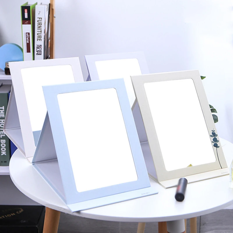 Espejo de maquillaje portátil para mujer, espejo de tocador con tapa cuadrada, plegable, herramientas de estilismo para maquillaje y belleza