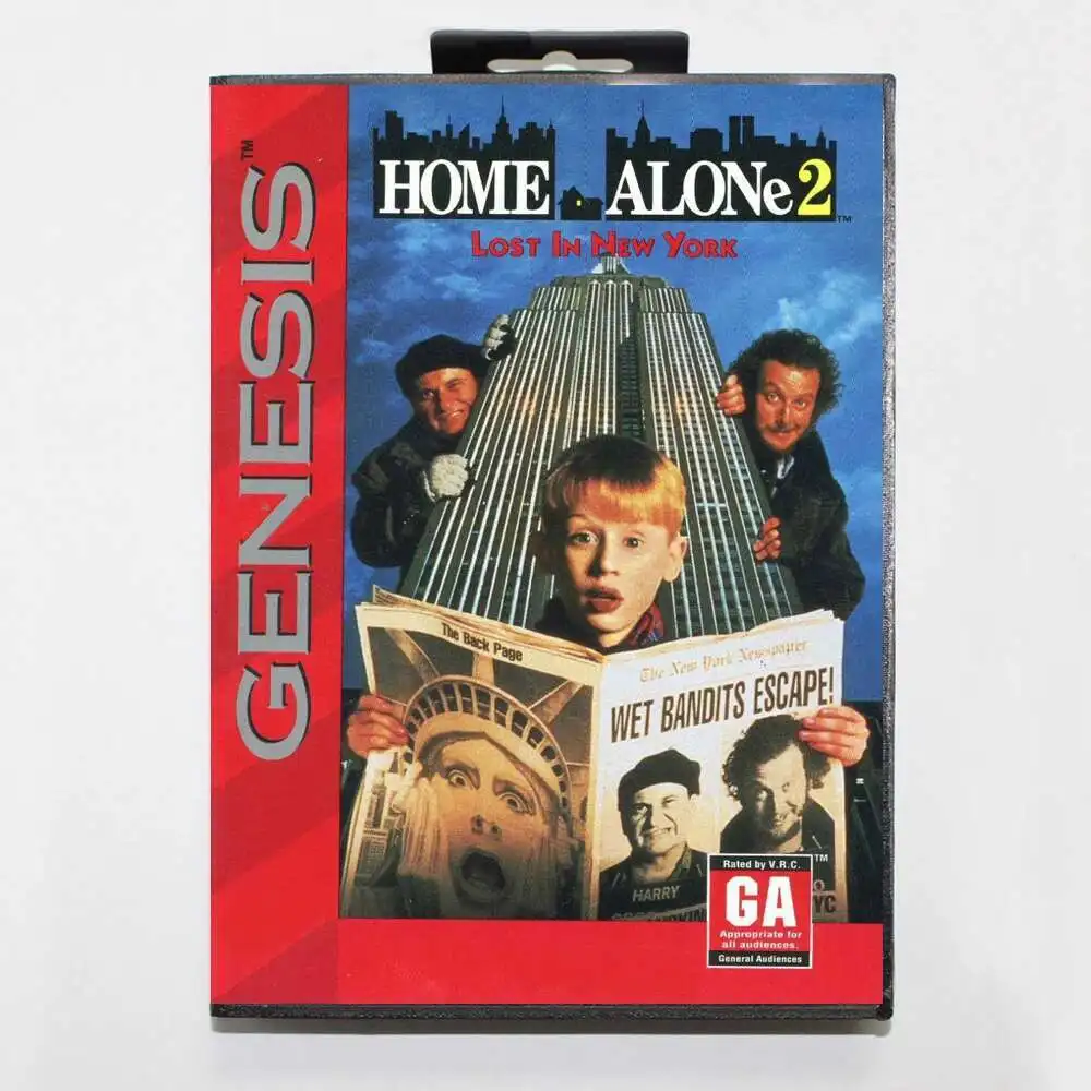 بطاقة ألعاب Home Alone 2 MD مع صندوق أمريكي لوحدة التحكم Sega Megadrive Genesis 16 بت