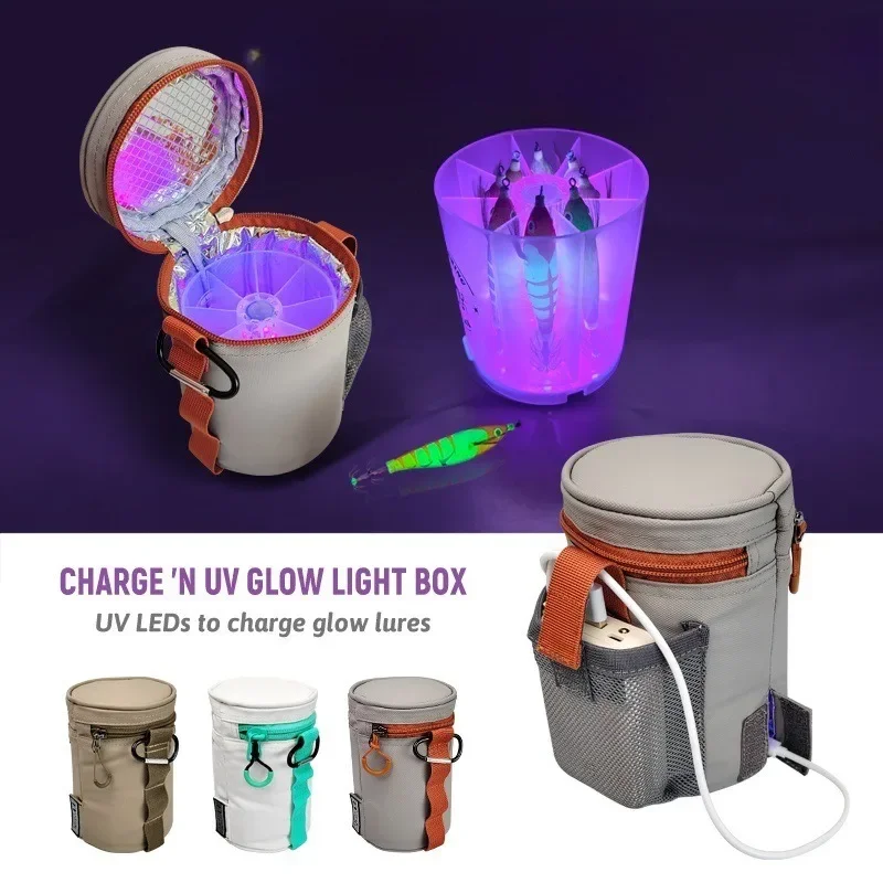 

New Fishing Bag and Box Fishing Bait UV Glow Fill Light Tool Squid Jig Egi Fishing Tackle Box Hard Bait Metal Jig Storage Box