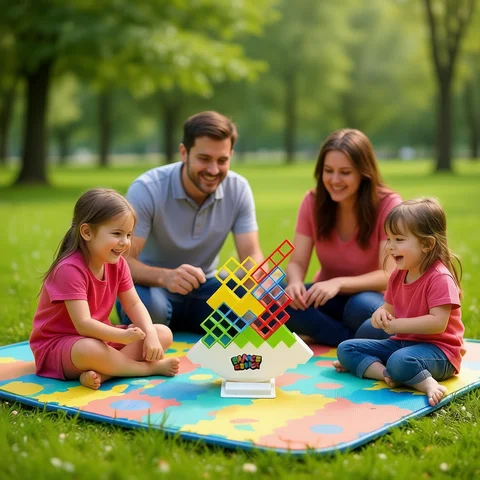 Kids Tetris Balance Tower – Wobbly Stacking Game with Colorful Blocks, Brain-Training Toy for Focus & Logic