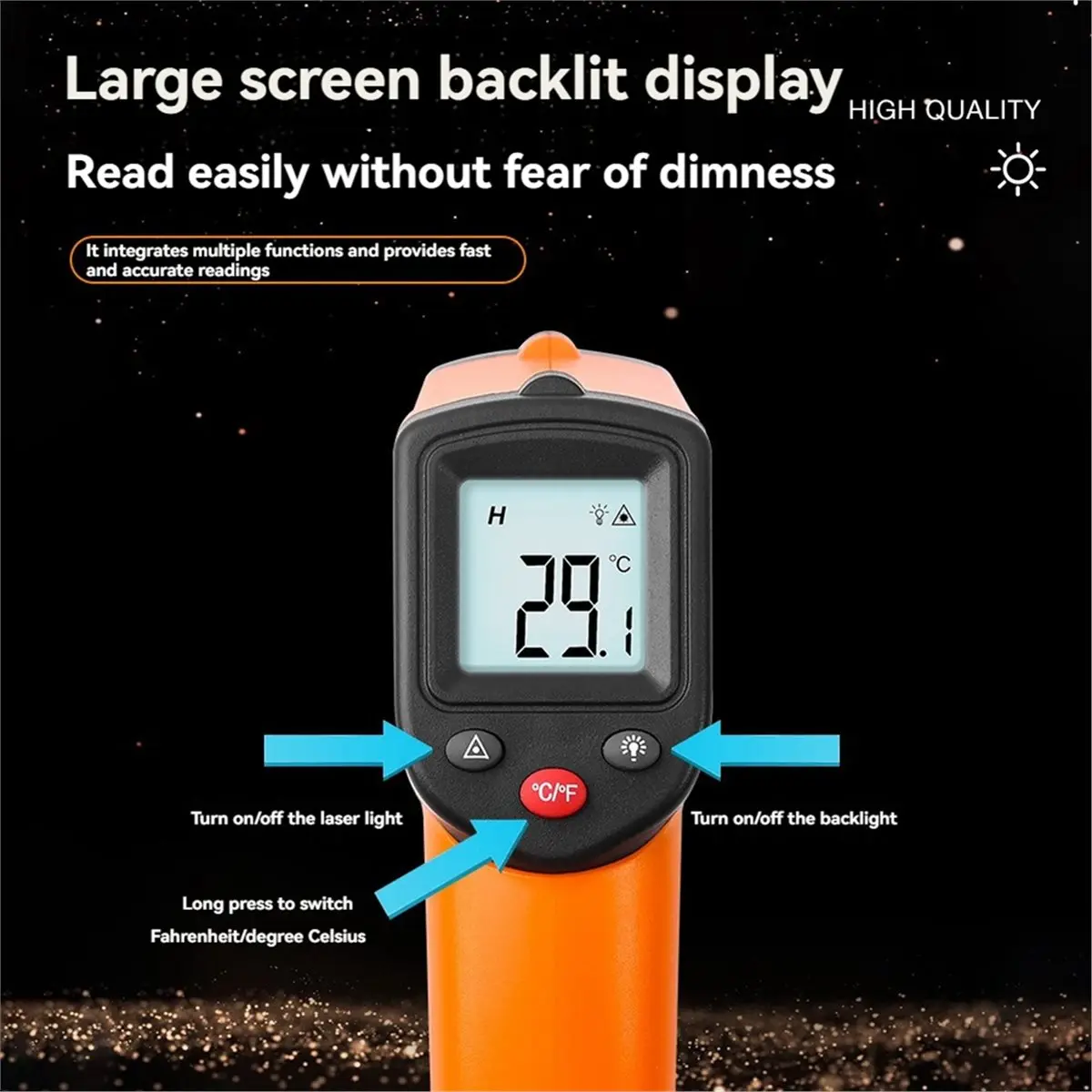 L70A Digital Infrared Thermometers for Cooking BBQ Oven with Backlight -50℃-400℃ Handheld Non Contact Heat Temperature