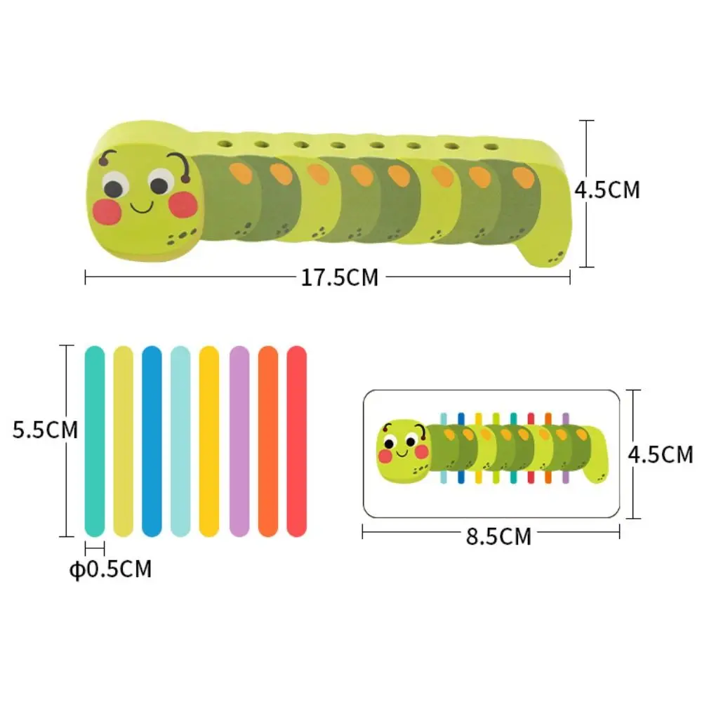 Gioco di abbinamento colori Caterpillar per l'educazione precoce Abilità motorie fini in legno Puzzle in legno Numero Gioco di smistamento di abbinamento colori 3D