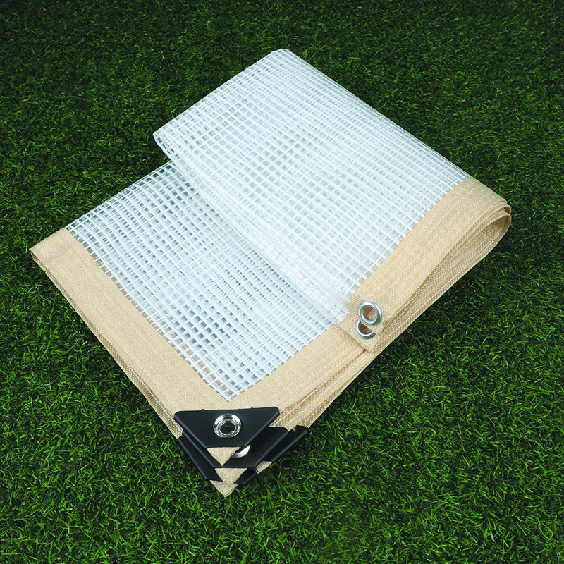 

Thin Beige Edging PE Grid Rainproof Cloth Outdoor Waterproof Canopy Garden Flower Balcony Courtyard Transparent Tarpaulin