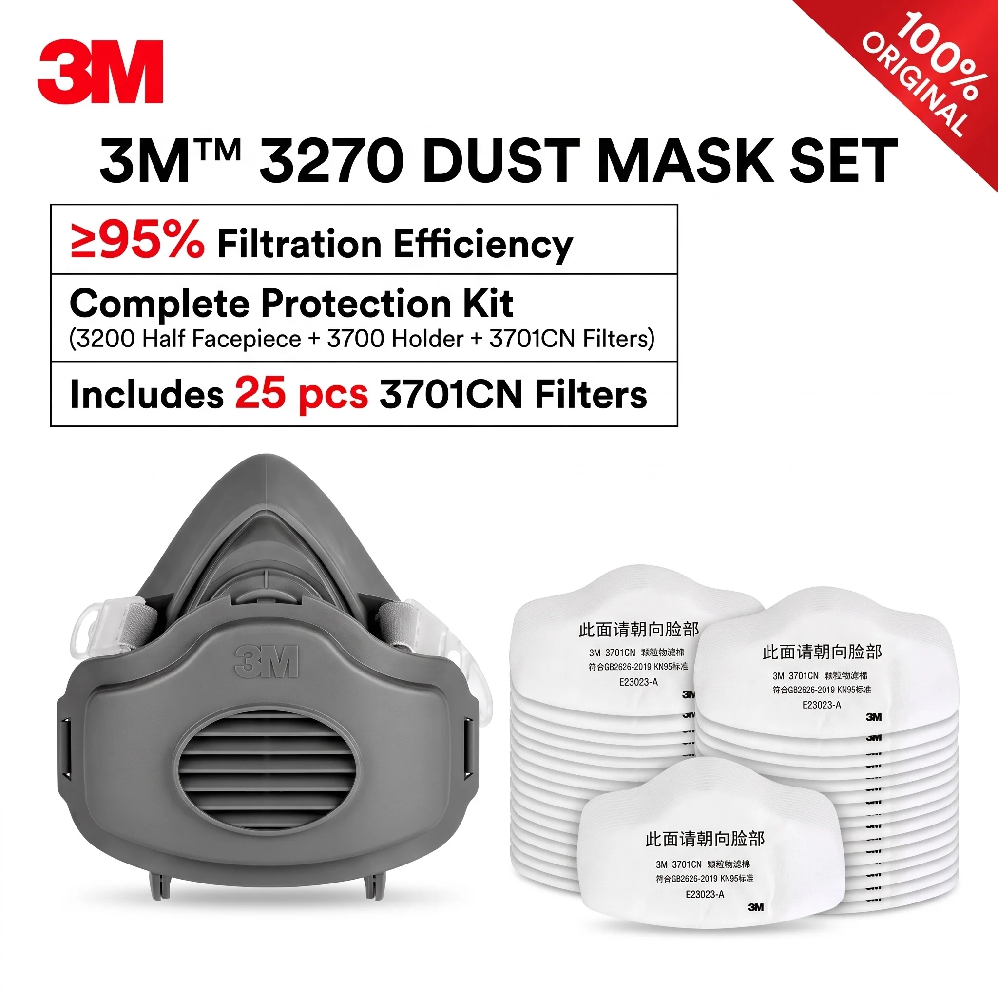 3M Dust Mask Respirator Half Mask Safety Work Filter Mask for Sanding Grinding Painting 3M 3270 3200 Mascarilla Para Polvo