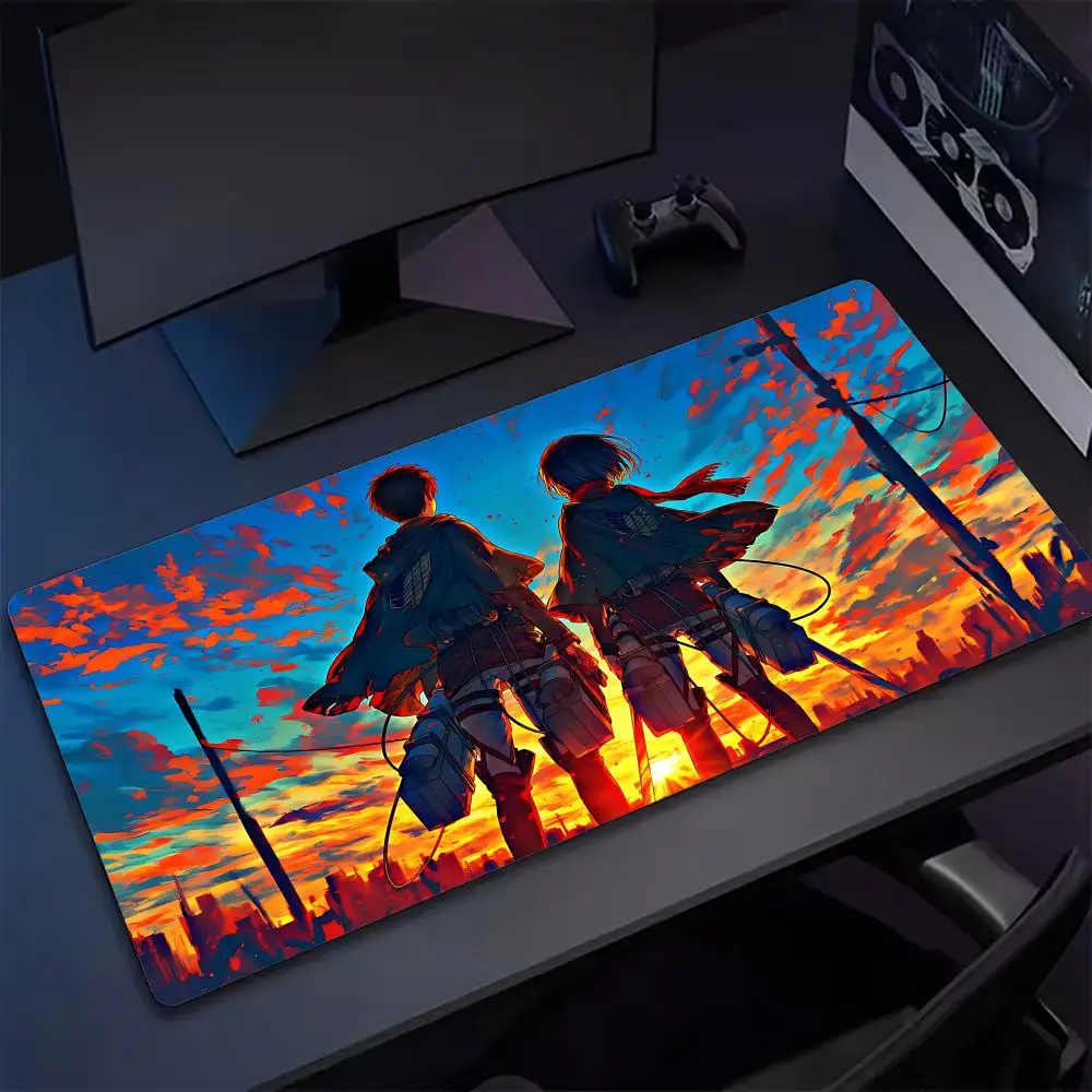 A-Attack On Titan Mouse Pad Tapetes de Mesa Teclado, Borracha Kawai, Tapete de Mesa Antiderrapante, XXL90x40cm