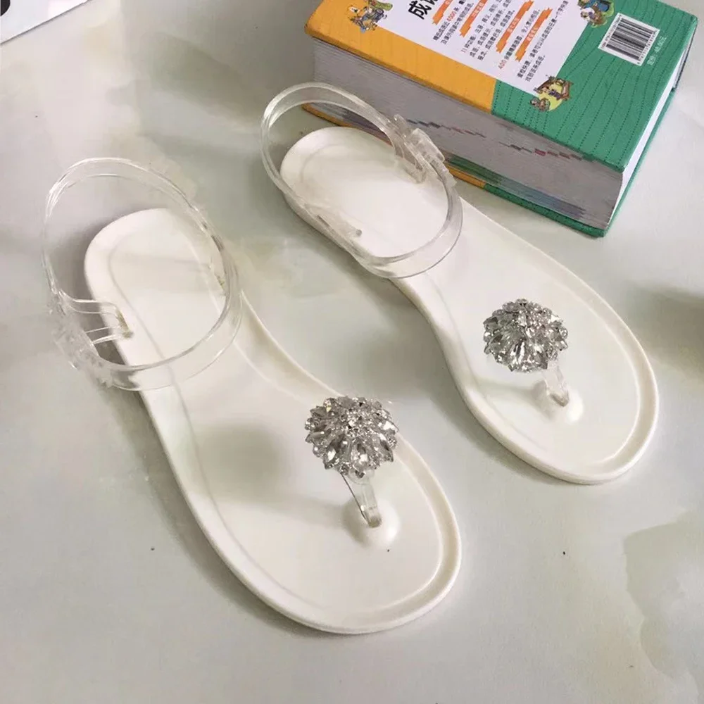 Women's shoes 2024 summer  new lemon strawberry crystal jelly flip flops transparent fruit flat plastic sandals women