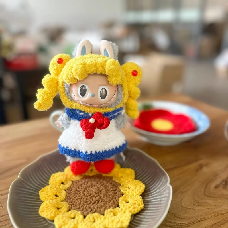 Labubu 17cm Clothes Water Ice Moon Little Tiger Cute Style Dress Up Three Eyed Boy Set Clothes Series Change Clothes