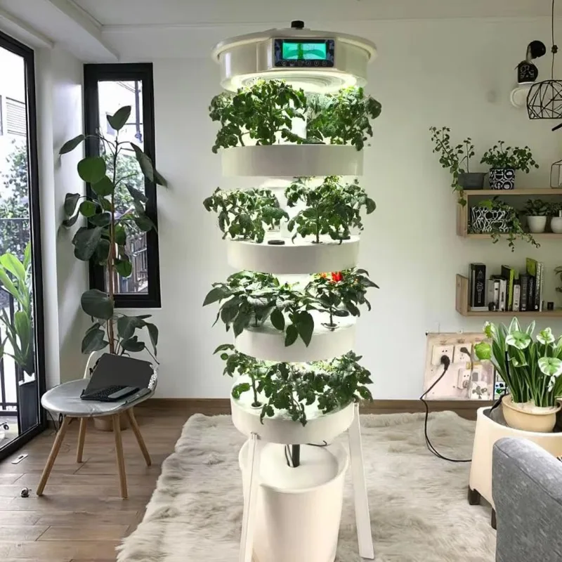 

Automatic Smart Indoor Hydroponic System Vertical Round Planting Kit with LED Grow Light and Water Pump for Home Farming