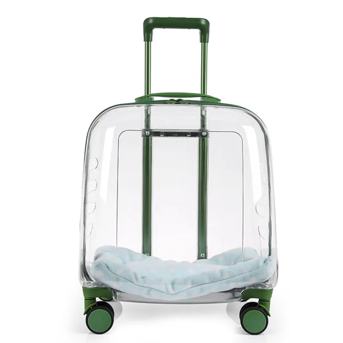 

In stock trolley box with wheels going out transparent stroller cabin pet carriers travel products for cat puppies