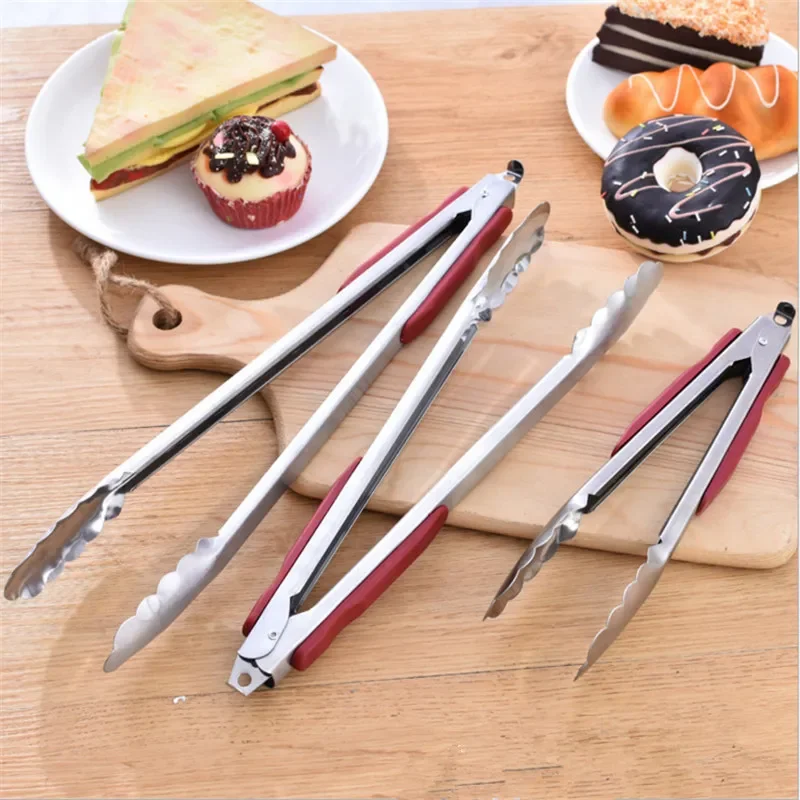 Stainless Steel BBQ Grilling Tong Salad Bread Serving Tong Non-Stick Kitchen Barbecue Grilling Cooking Tong Kitchen Accessories