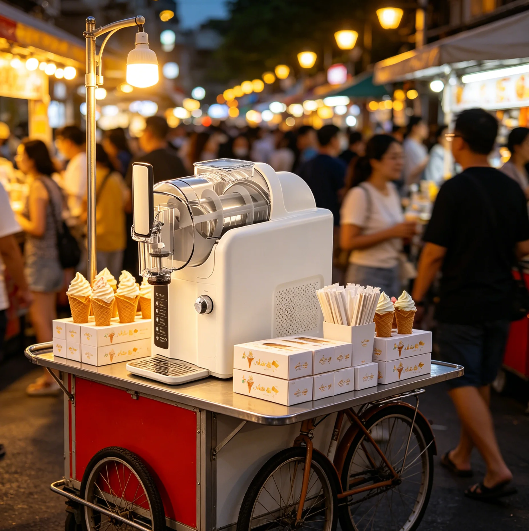 Single Cylinder 1200W Automatic Ice Cream Maker, 750W, 5 Flavors, Stable Operation, Quiet & Low Vibration