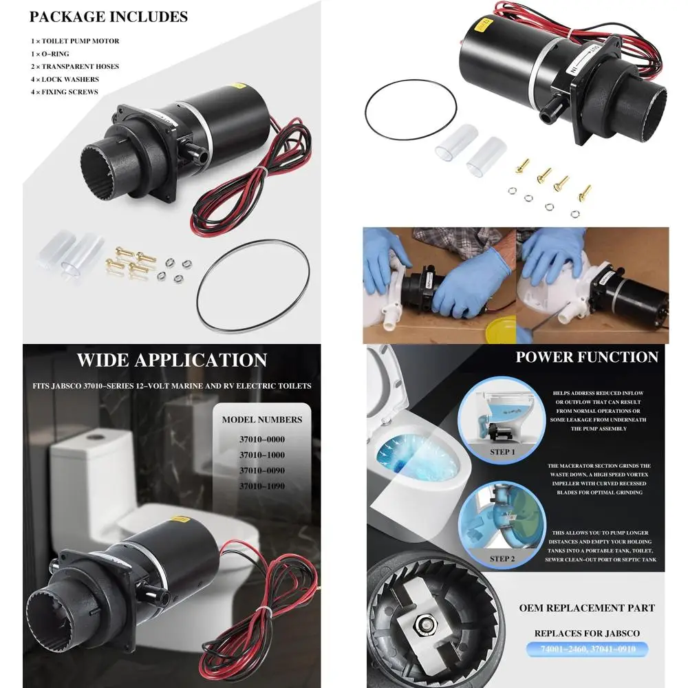 

37041-0010 Marine Electric Toilet Macerator Sub Assembly Kit for PAR Electric Marine Toilets Fits for Jabsco 37010-Series 12-Vol