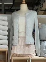 Solid Basic Cotton Long Sleeve Knitted Cardigan Women Simple O-neck Casual Preppy Style Jumper Sweet Prepppy Style Sweater Top - Image 4