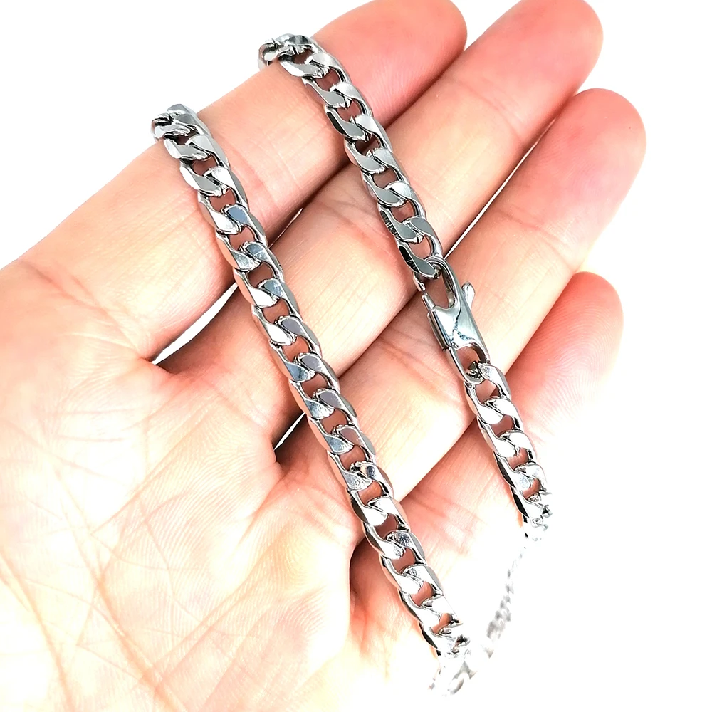 Stainless Steel Necklace  6/8/12mm Width Customize Length Men Curb Cuban Link Chain Punk Fashion Jewelry Factory Drop Shipping