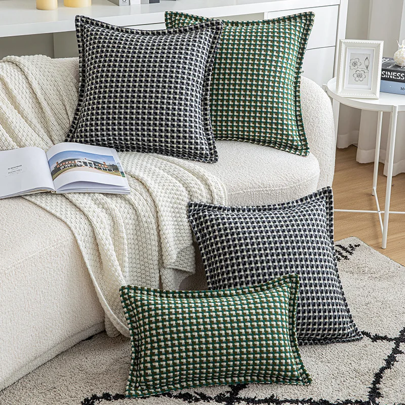 

Checkered Pillow Cover, Jacquard Pillowcase, Home Sofa, Bed Cushion Cover