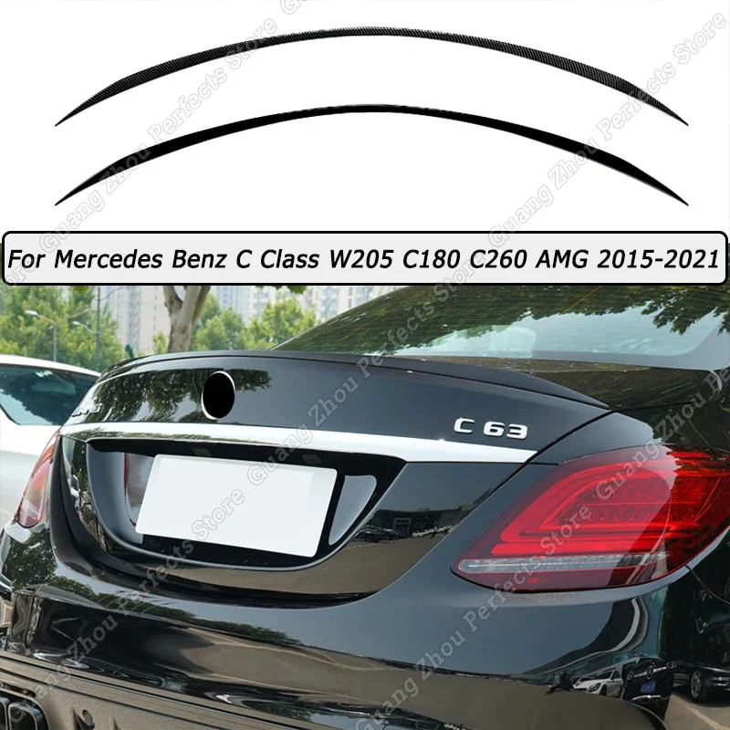 For Mercedes Benz C Class W205 C180 C200 C260 C43 C63 AMG 2015-2021 Car Rear Trunk Spoiler Wing Body Kits Tuning Gloss Black ABS