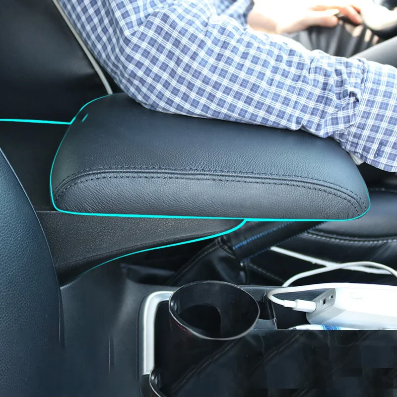 Leather Adjustable Armrest Cover For Terra For Navara NP300 D23 2015-2019 Car Console Lid Storage Cushion Pad
