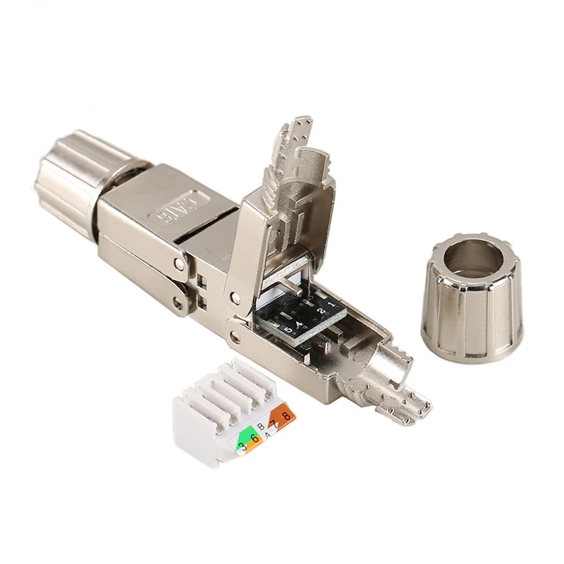 Connettore RJ45 Cat6A Cat7 schermatura completa modulo di connessione Tool-free spine cavo adattatore di prolunga Lan