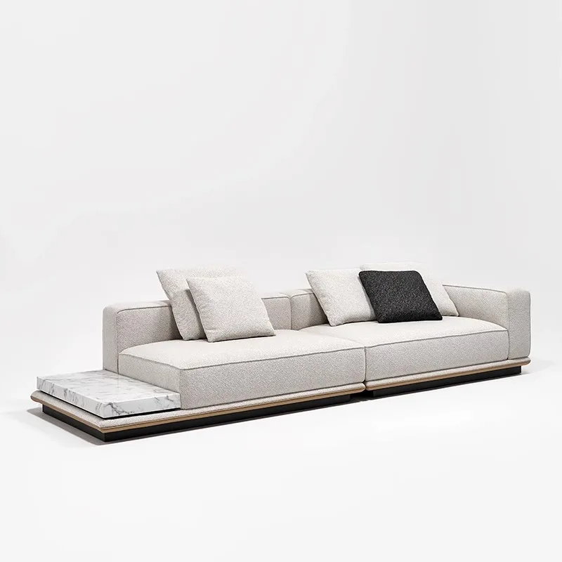 Horizon sofa straight row small apartment living room Italian minimalist fabric high-end cotton and linen three 2024 new model
