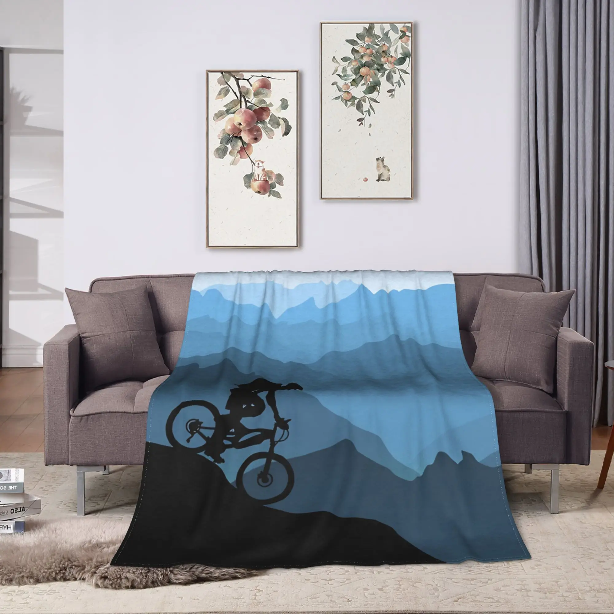 Cycling On The Mountain Bike Soft Warm Blanket Mtb Bike Track Plush Throw Blanket Living Room Flannel Bedspread Bed Cover
