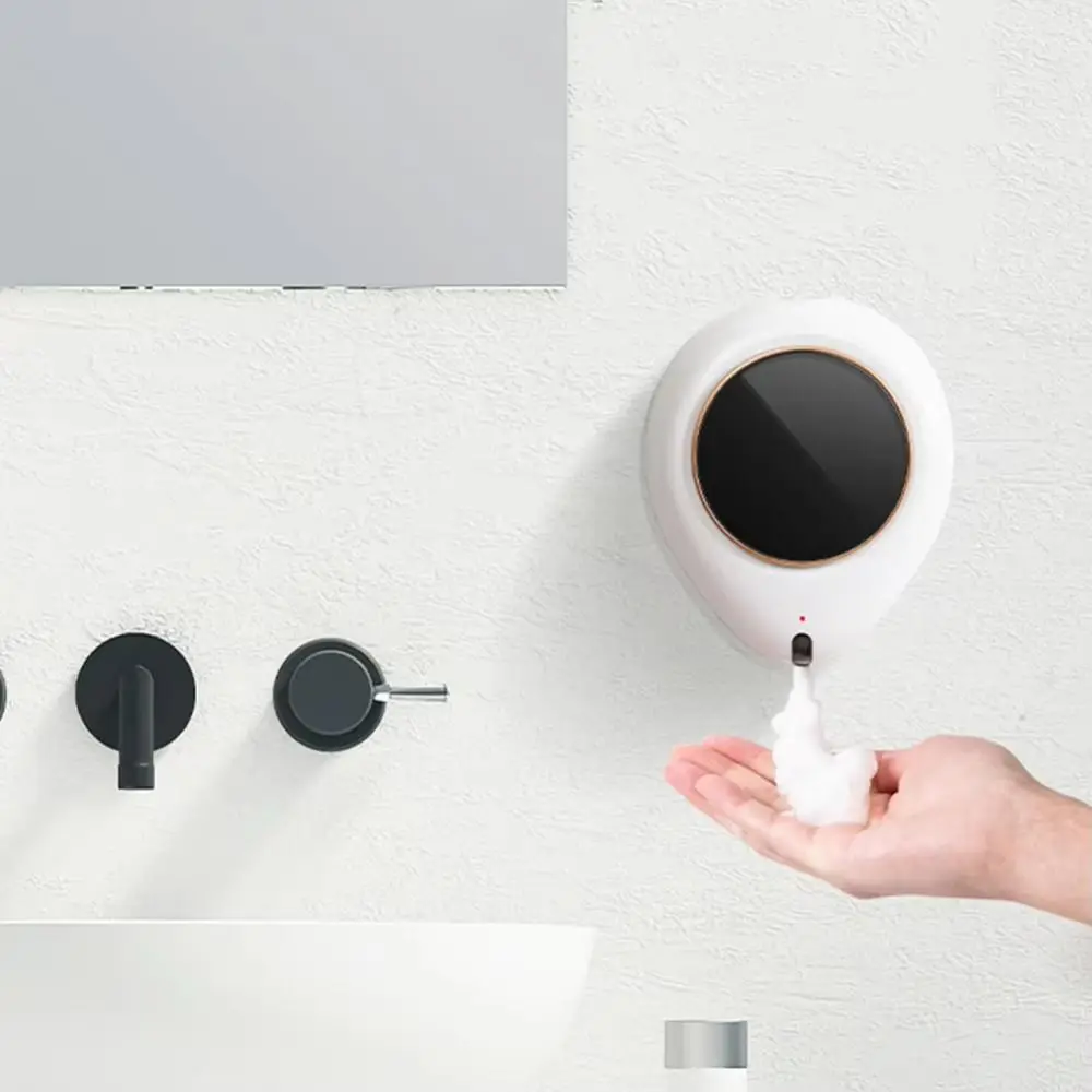 300ml Capacity Wall Mount Soap Dispenser Water Drop Type Foam Dispenser Non-touch Foam Container Liquid Soap Dispenser