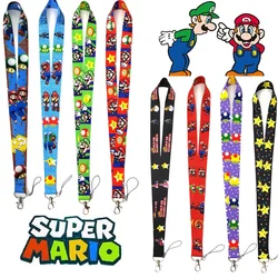 Anime Super Mario Bros Lanyard Luigi Peach Bowser Pattern Portable Camera Phone Hanging Neck Rope Keychain Decorations