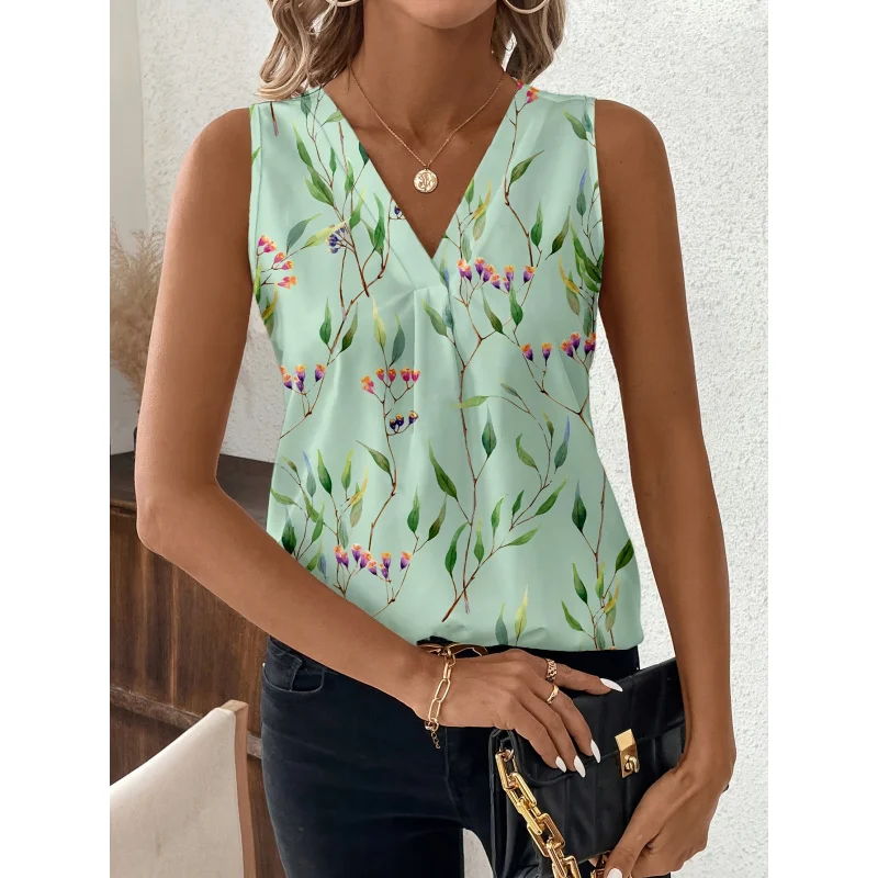 

[Floral Print Vest] Elegant and Comfortable Women's Floral Print Sleeveless Top | Suitable Spring