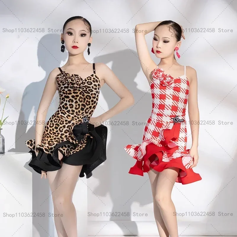 

Профессиональное детское платье для латинских танцев для девочек, платья для бальных танцев, платье для практики ча-ча, румбы, самбы, латинское выступление