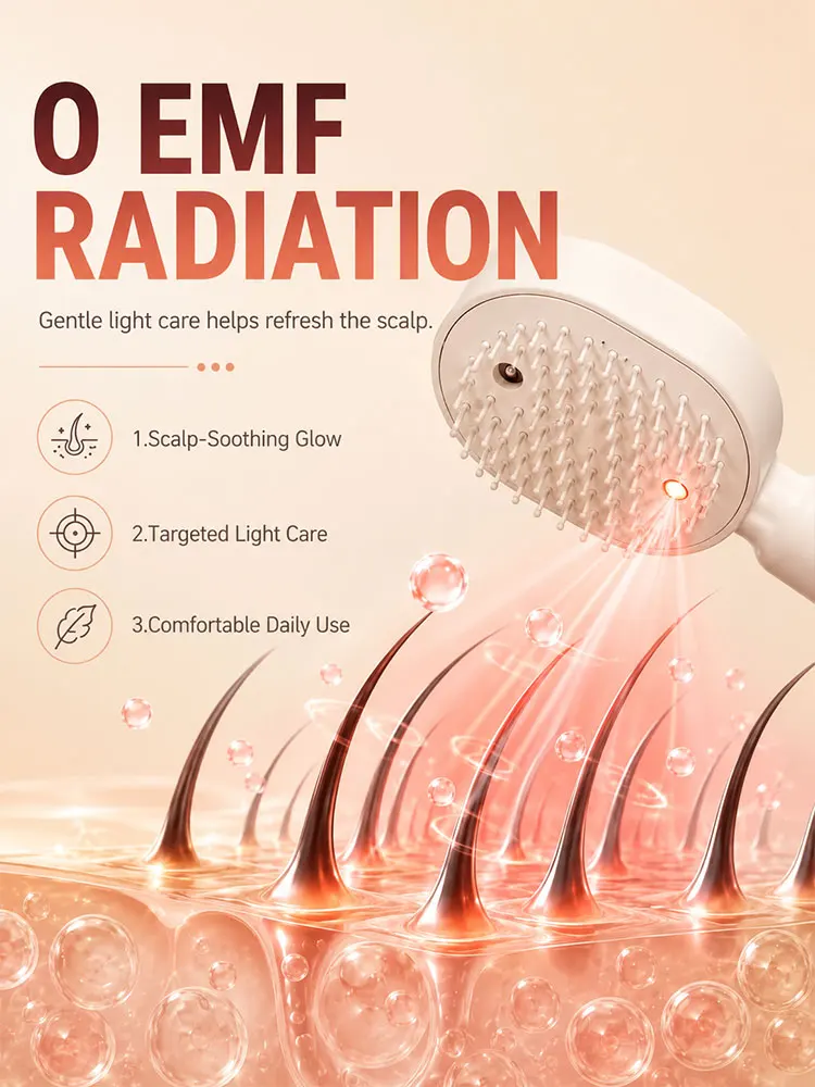 Spray Massage Comb Electric Hair Brush with Mist Function Rechargeable Scalp Massager Detangling Brush for Women