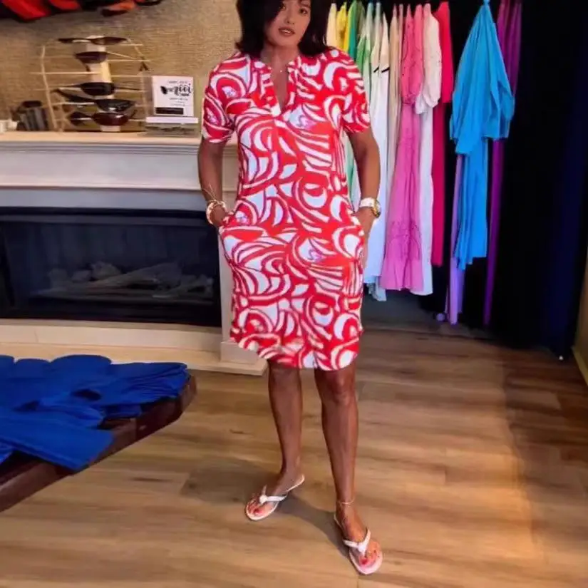 T-shirt imprimé ort Sve pour femmes, jupe trapèze décontractée, Design en tissu Polyester, taille ample, vêtements d'été 2024