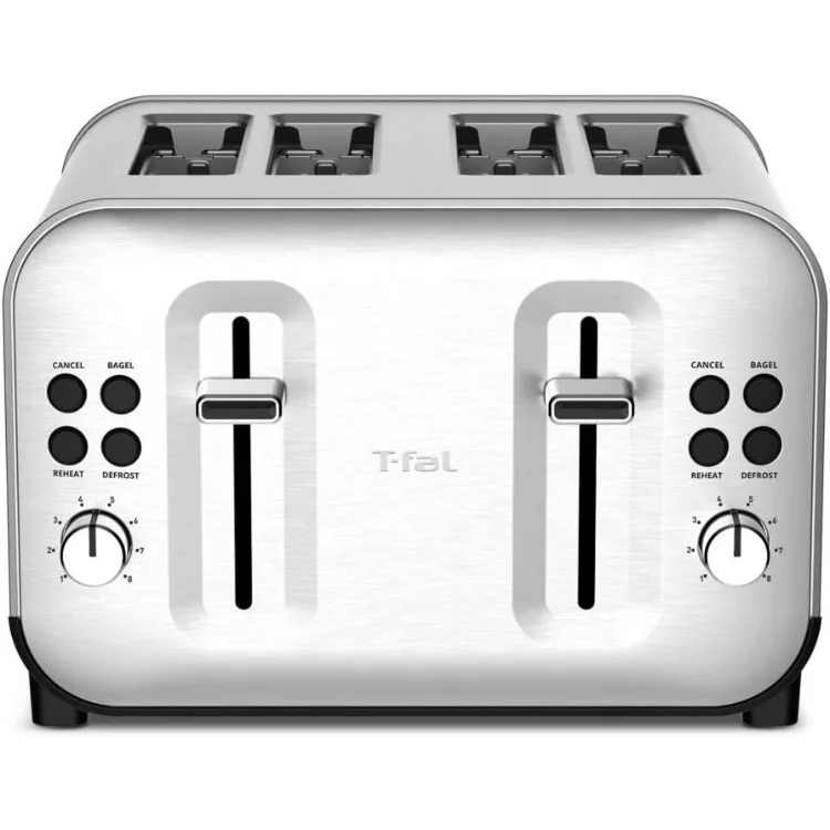 TF684D50 Element Stainless Steel 4 Slice Toaster, toasts breads, Bagels Snacks, reheat, 8 Browning levers, Silver