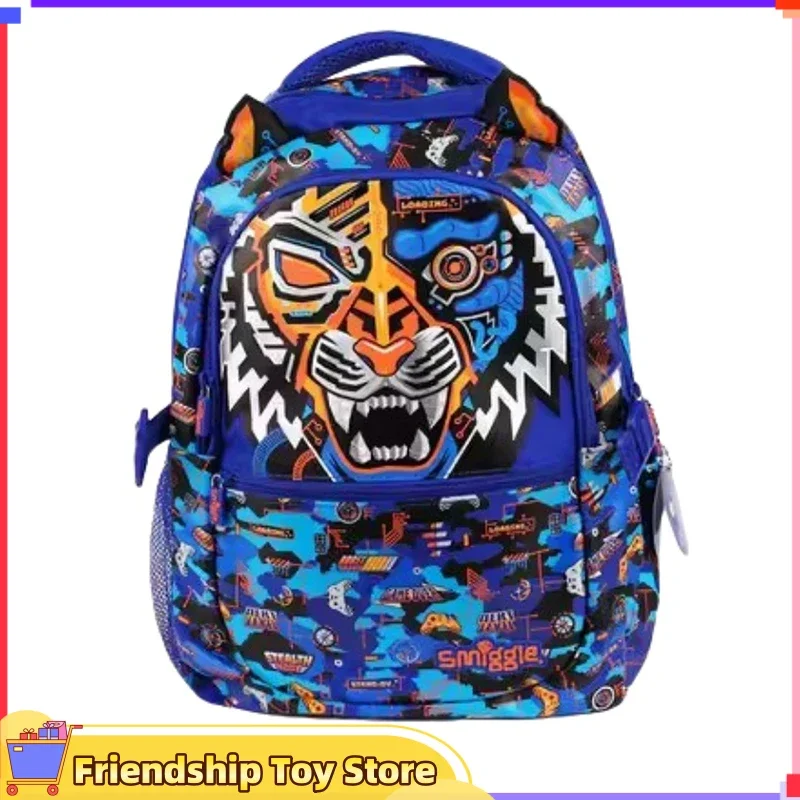 

Genuine Australia Smiggle Elementary School Children Backpack Schoolbag Blue Mechanical Tiger Large Capacity Cartoon Shaped Bag