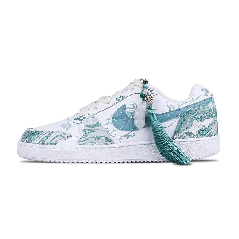 

【Customize】Nike EBERNON Skateboarding Shoes Women's Low-top Blue/Green/White Sneakers shoes AQ1779-100