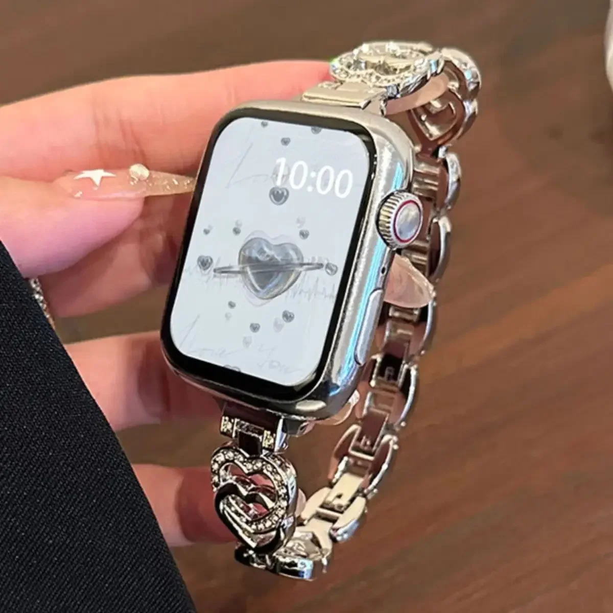 Lover Heart Diamond Strap For Apple Watch Band 38mm 40 41 42 44 45 46 49mm Women Metal Bracelet iWatch Series 10 9 8 7 6 SE 5 4