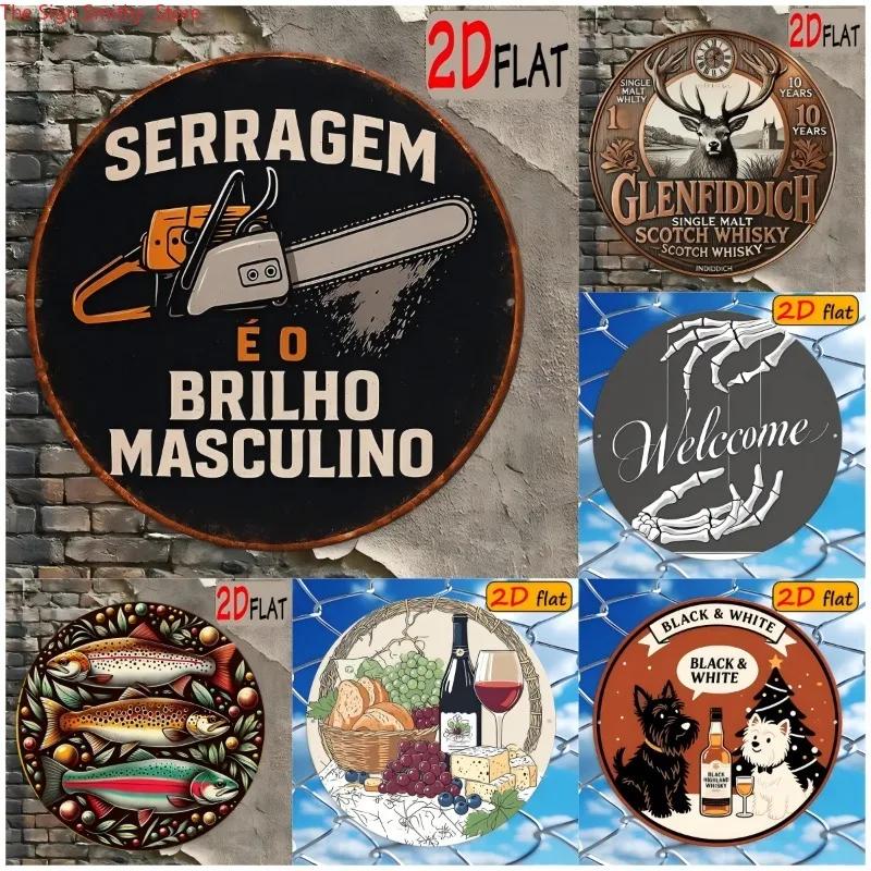 Humorous Circular Metal Tin Sign, Bar & Kitchen Wall Art Decor, Fun Gift Idea