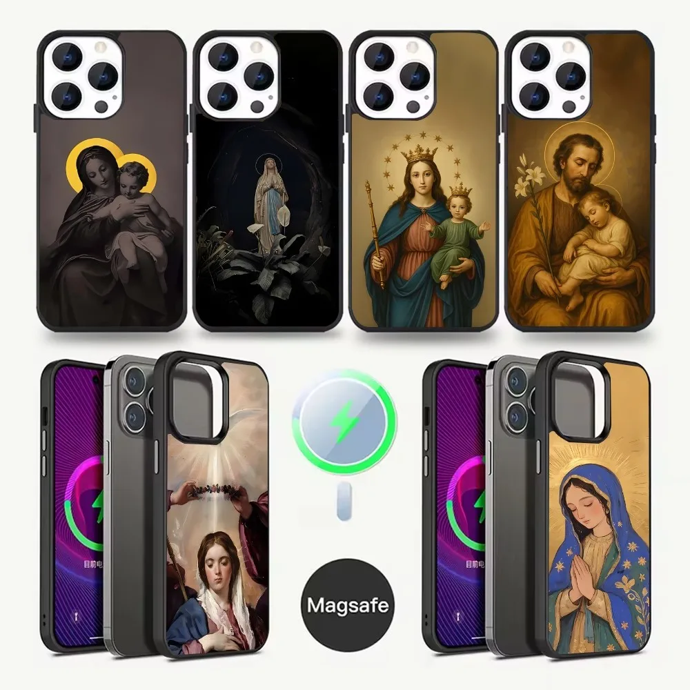 

Virgin Mary And Jesus Phone Case For iPhone 16,15,14,13,12,11,Pro,Max,Plus,Mini,Magsafe,Magnetic Wireless Charging Case