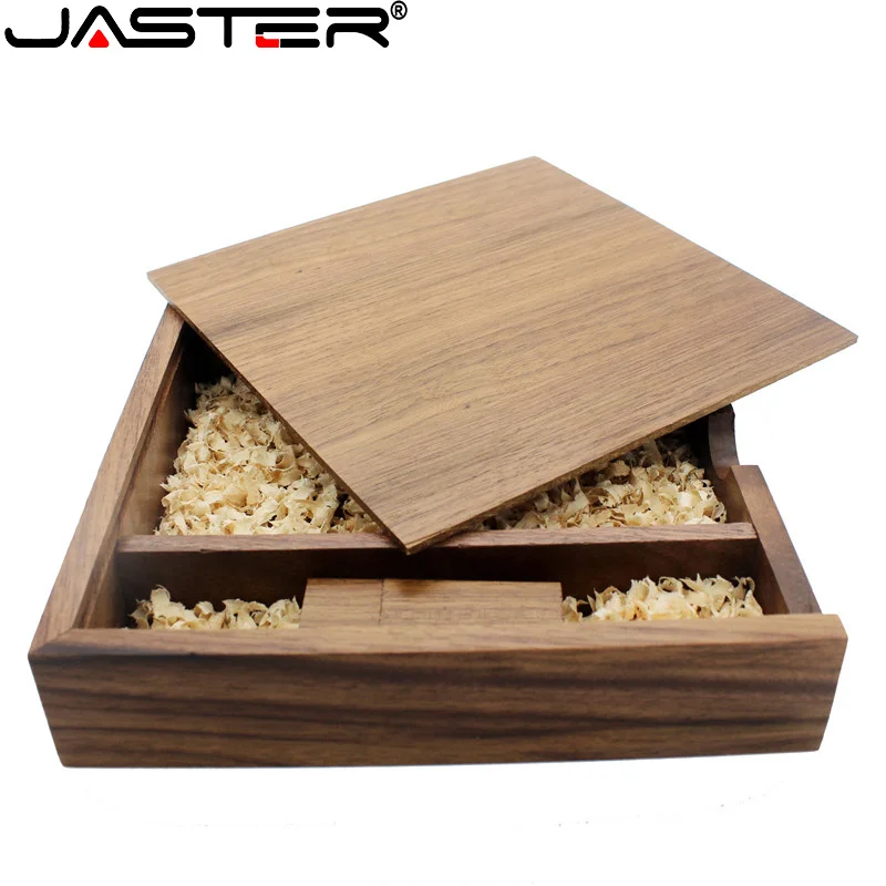 

JASTER Maple Photo Album Wood USB 2.0 +Box Memory Stick Pendrive 4GB 8GB 16GB 32GB 64GB 128GB No customized logo (170*170*35 MM)