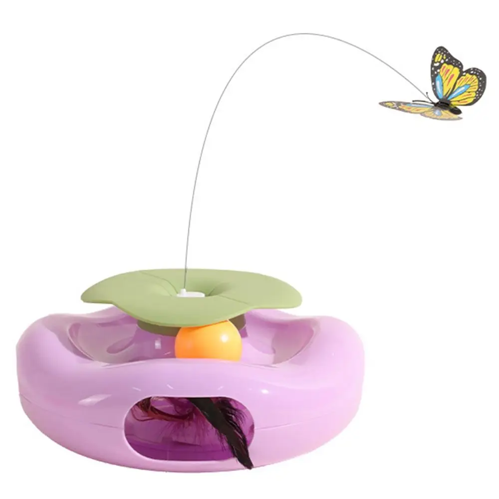 

Creative Electric Cat Rotating Non-slip Built-in Feather Butterfly Cat Teaser 360 Rotation Butterfly Cartoon