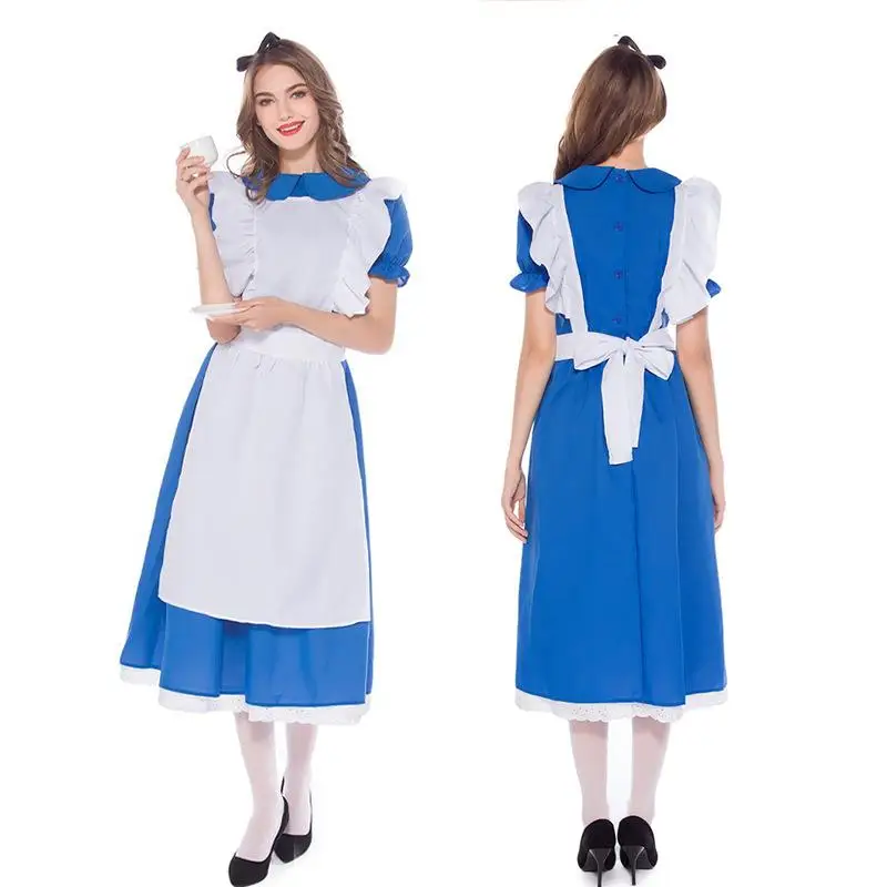 

Alice in Wonderland Cosplay Blue Maid Stage Costume loween Performance Traditional Chinese Women's Clothing Yuemeikai Brand