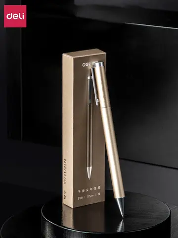 Deli Metal Sign Pen, Gel Ink Pens, Golden Silver Color, Metallic Writing Pen, Office Supplies, 0.5mm