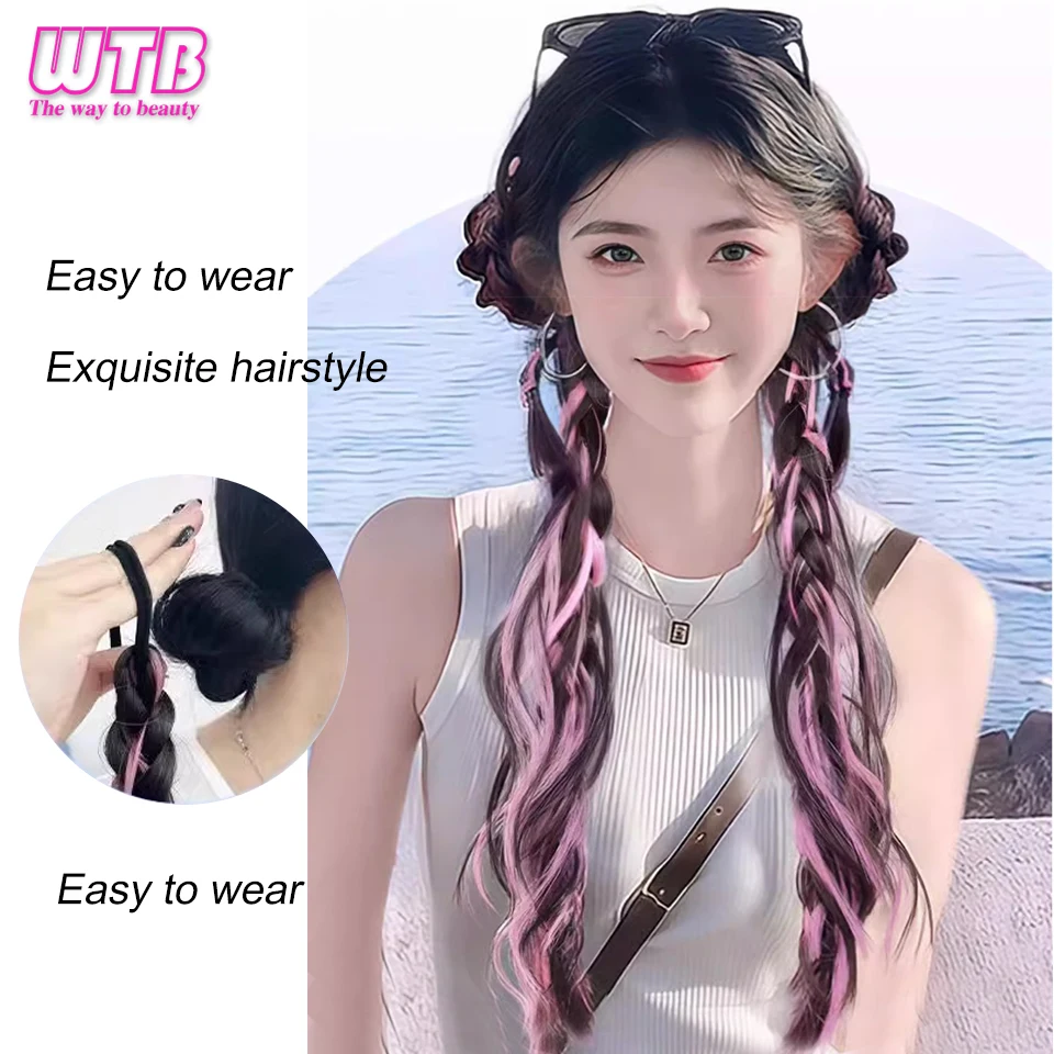 Synthetic Wig Ponytail Women's Long Hair Sweet And Cool Elastic Band With Strap Low Tie Natural Lightly Curly Ponytail