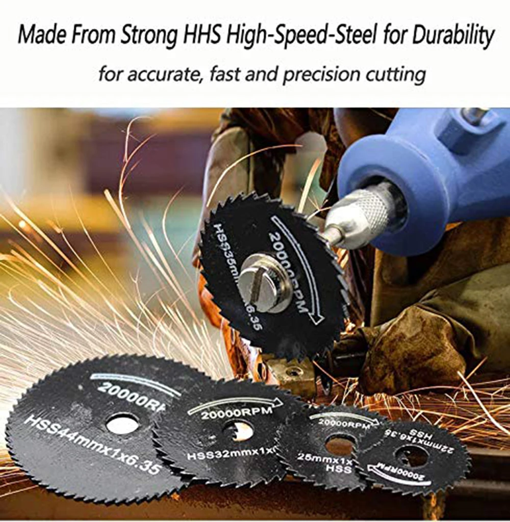 8pc Metal Circular Saw Disc Wheel Blades Shank High Speed Steel Mini Saw Blades with Mandrels Drill Warehouse Rotary Wood Cutout