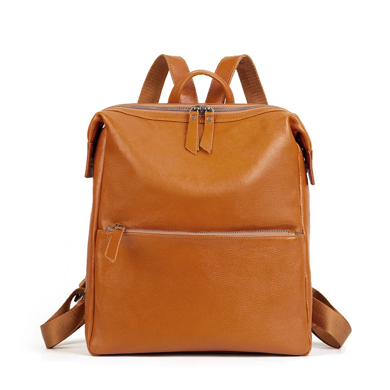 

Nesitu High Quality A4 Vintage Coffee Black Brown Top Grain Genuine Leather Men Women Backpack Travel Bag M6729